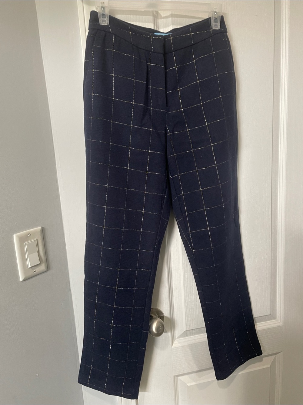 Draper James Women’s Navy Windowpane Trousers NWT